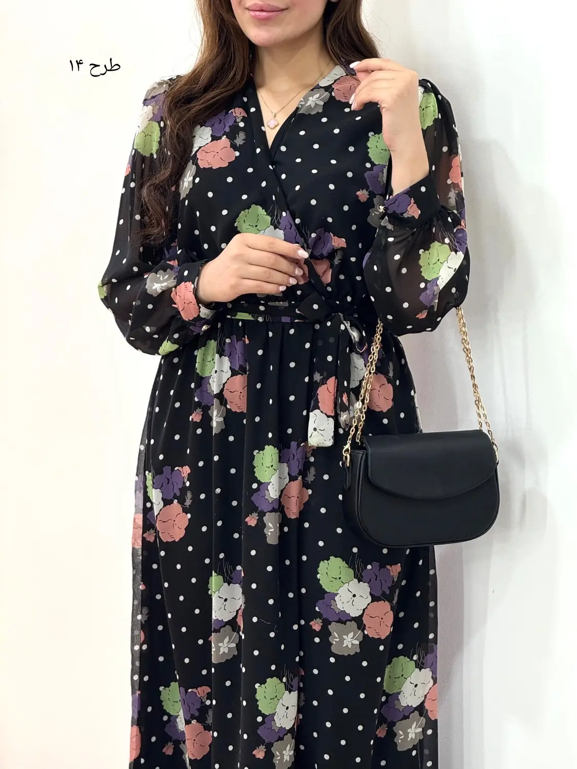 پیراهن بلند حریر آستردار آوا کد 5741
